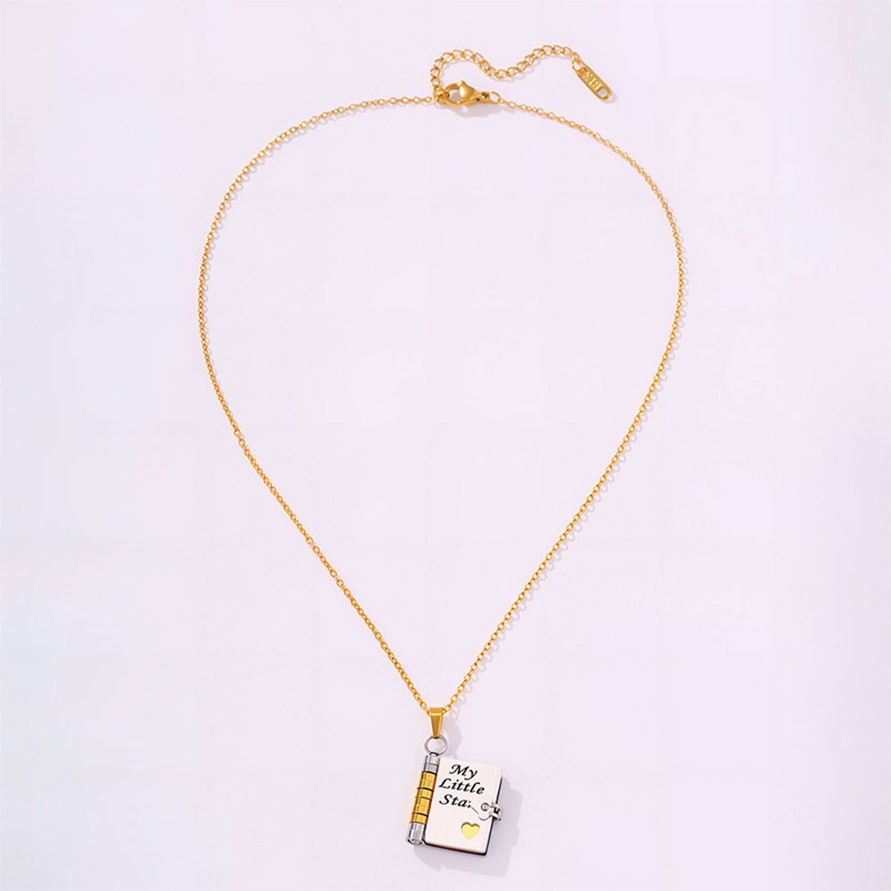 Openable Daughter Book Necklace Stainless Steel With Pages Of Engraved US