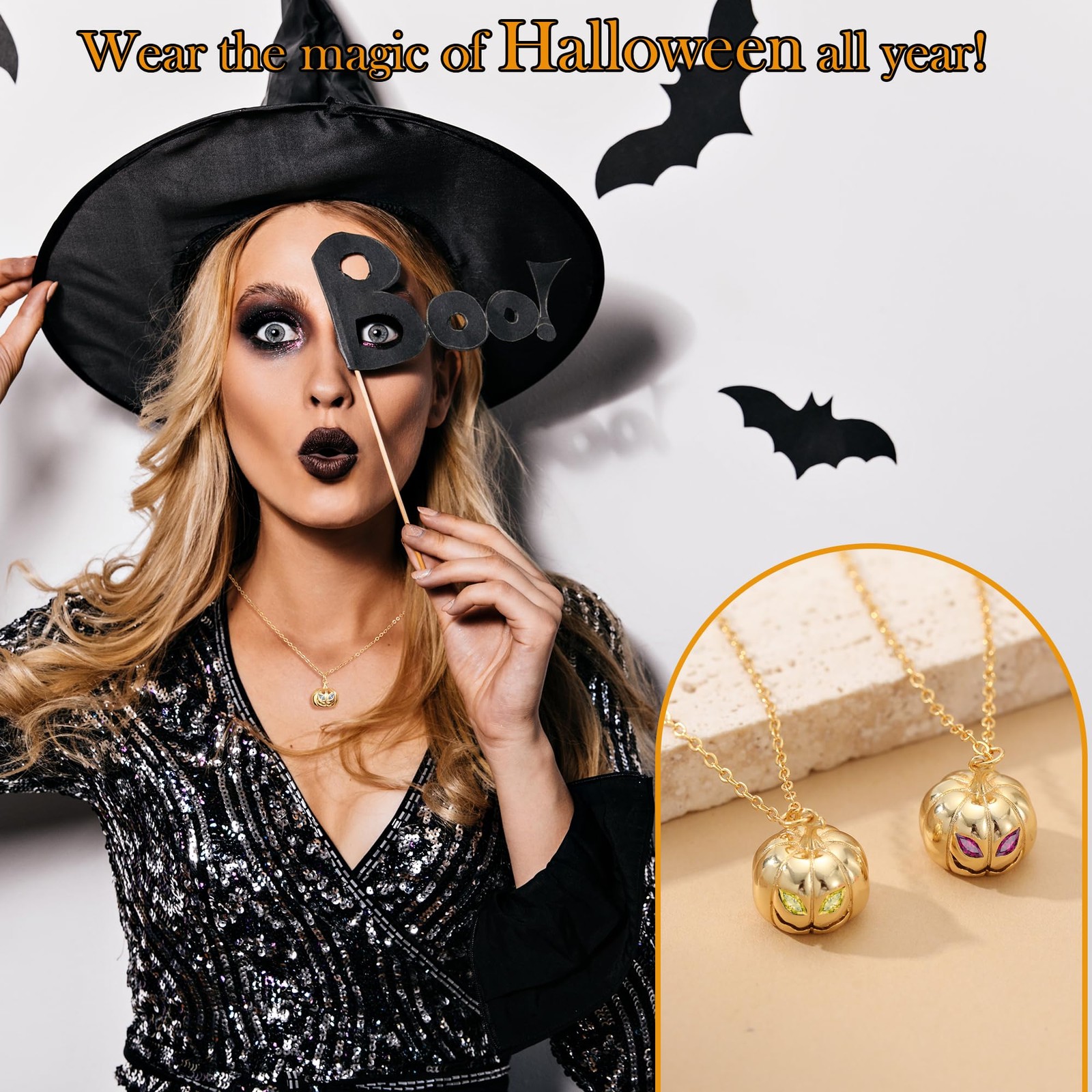 Halloween Gifts for Adults, Halloween Basket Stuffers Pumpkin Necklaces for W…