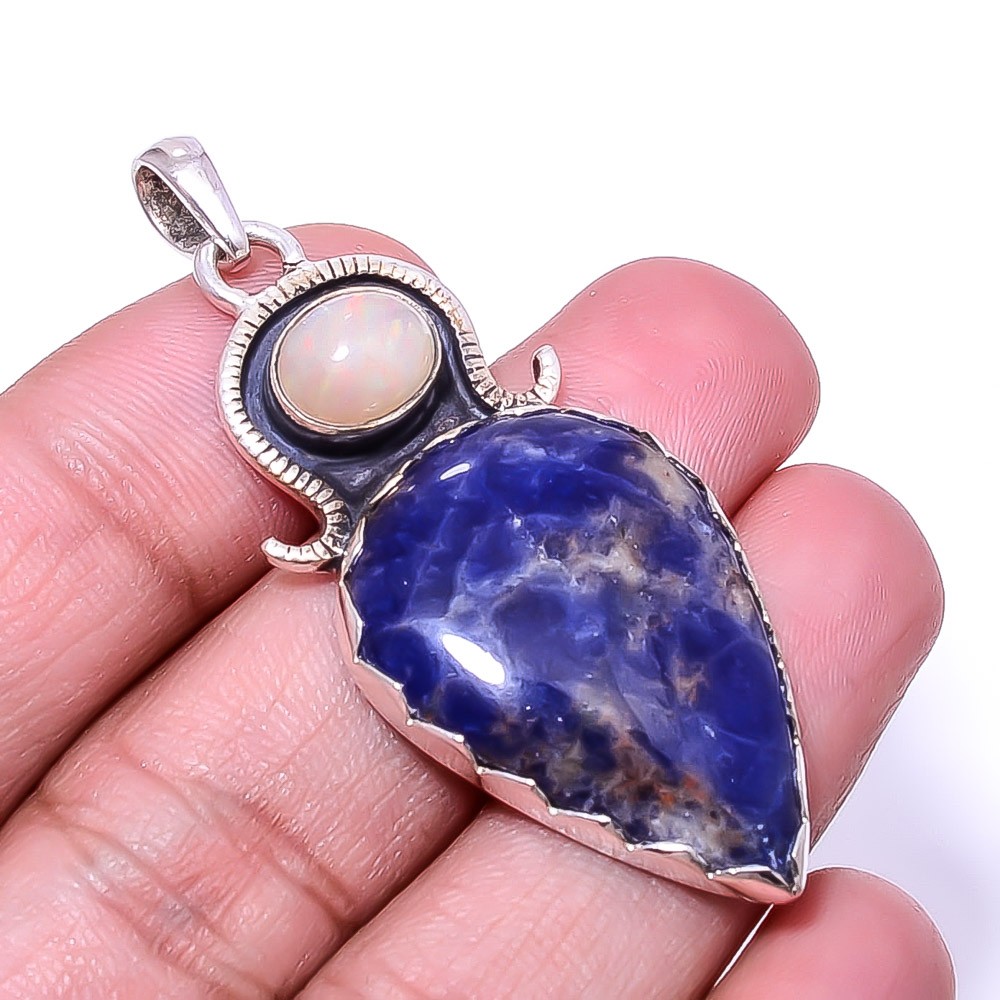 Natural Sodalite – Minas Gerais 925 Sterling Silver Pendant 2.15″ P_9473_251_1
