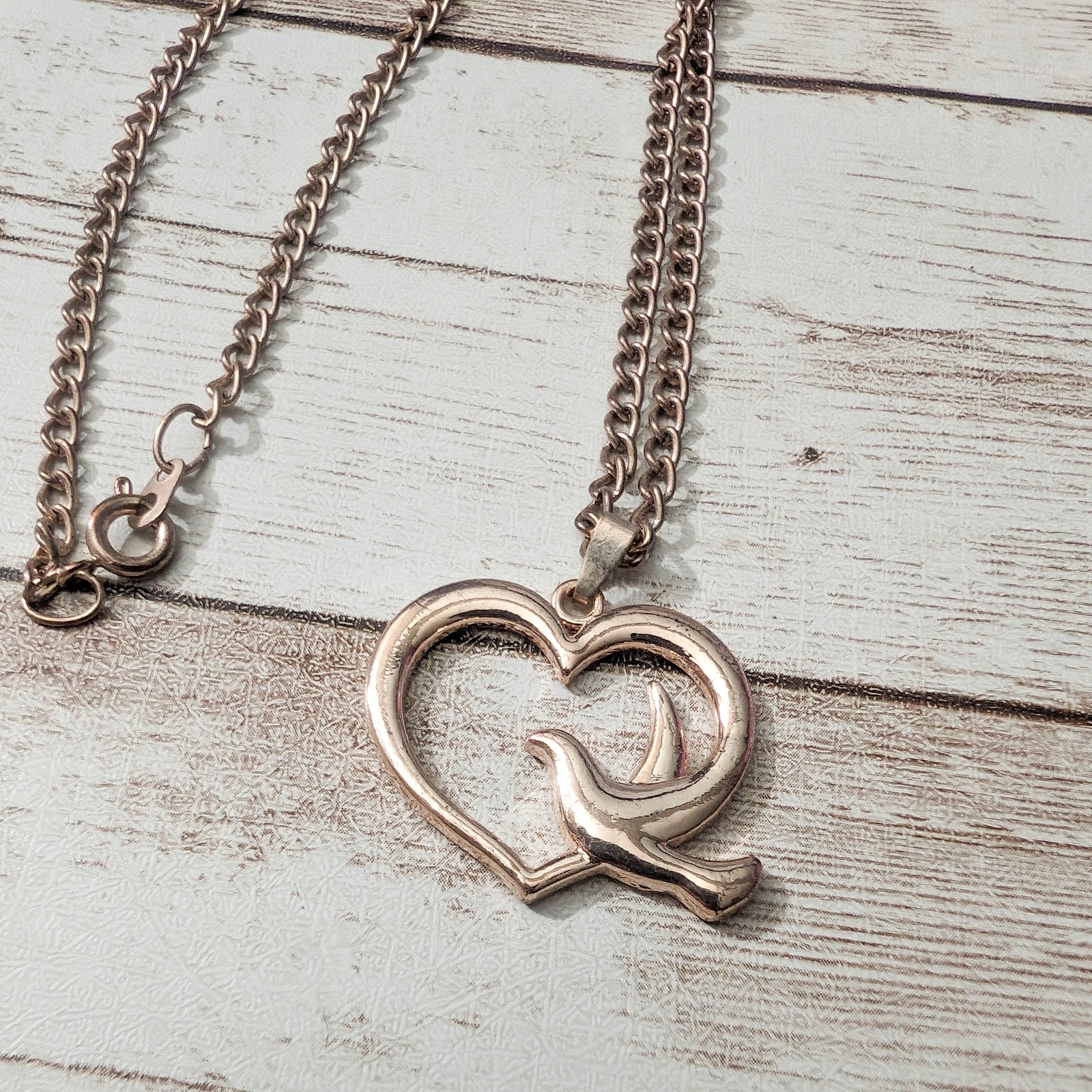 Rose Gold Tone Heart with Dove Necklace