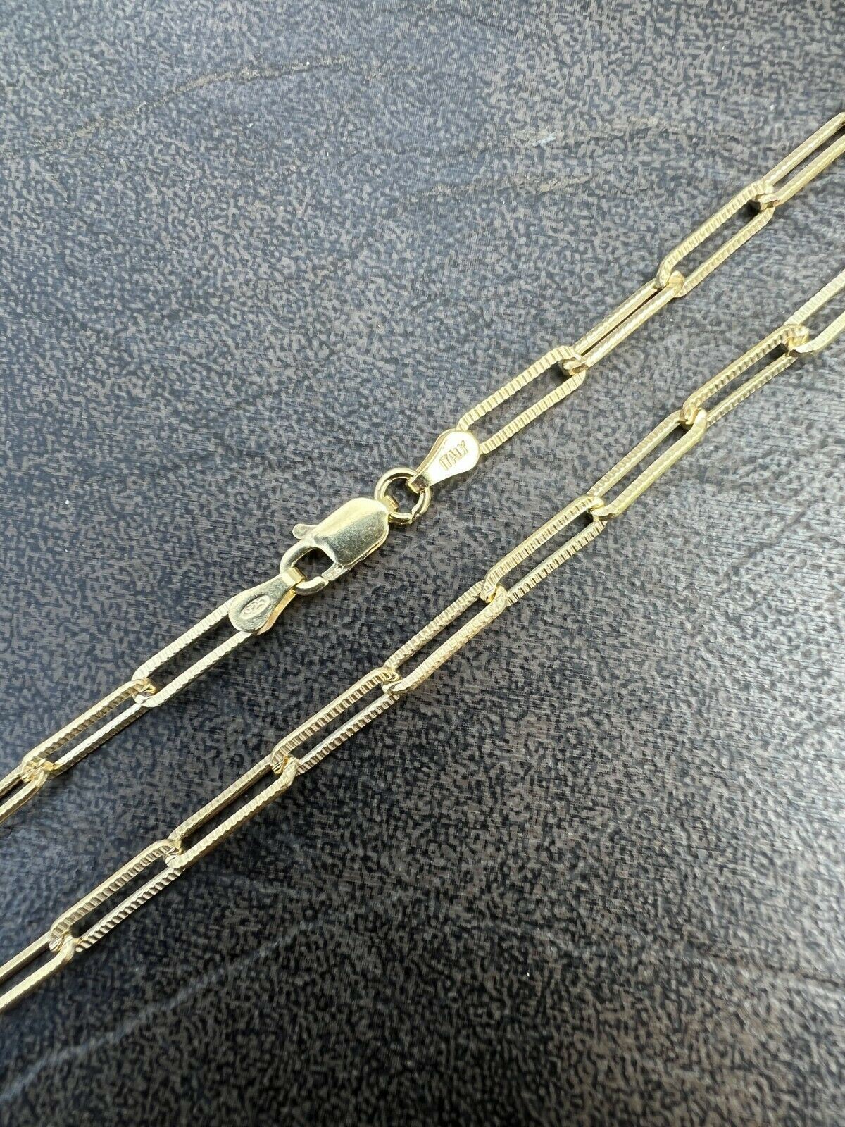 14k Gold Plated Silver Paperclip Chain 3.5mm Diamond Cut Necklace Italy Layered