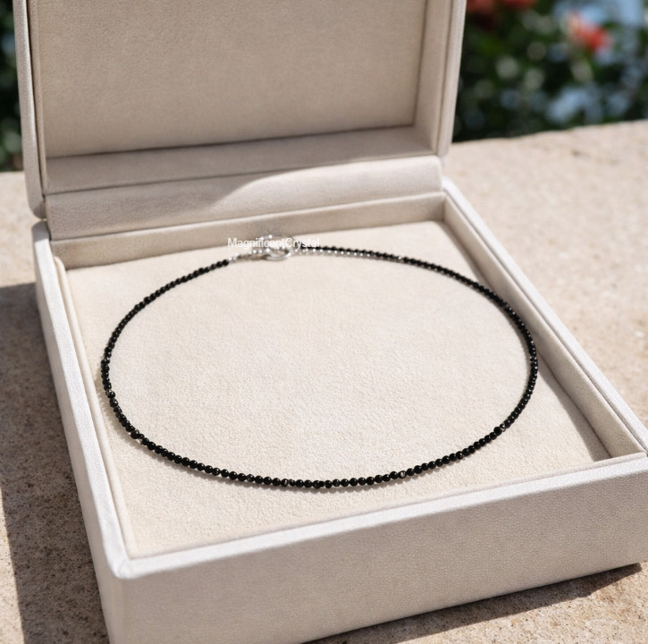 Natural Black Obsidian Choker 2MM Crystal Protection Necklace Women Jewelry