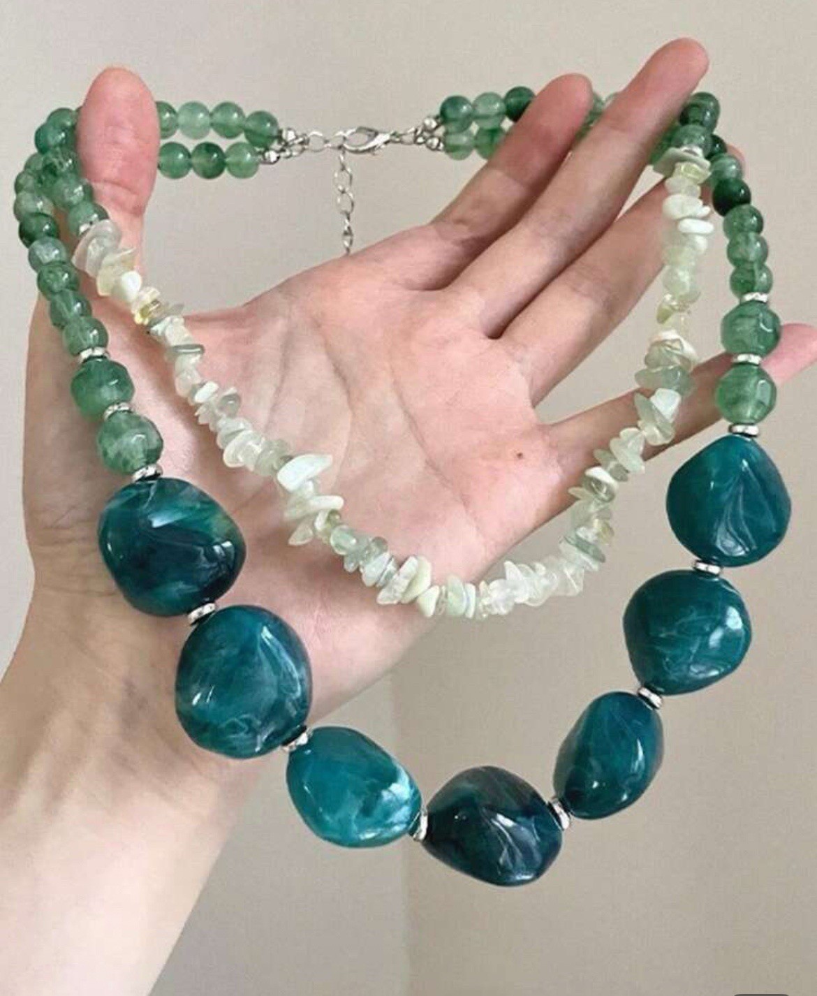 Resin Necklace Large Beads Multi Colorful Chunky Acrylic Statement Boho Retro