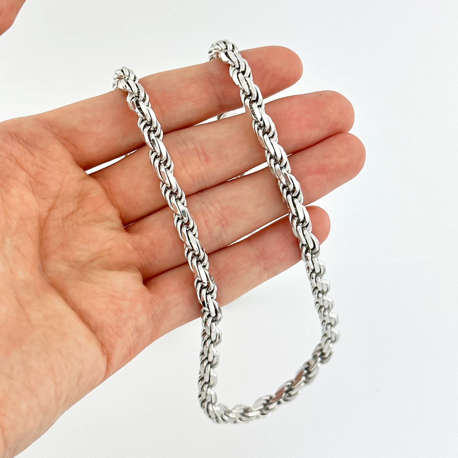 5.5mm Diamond Cut Rope Chain Necklace 925 Sterling Silver .925 Italy