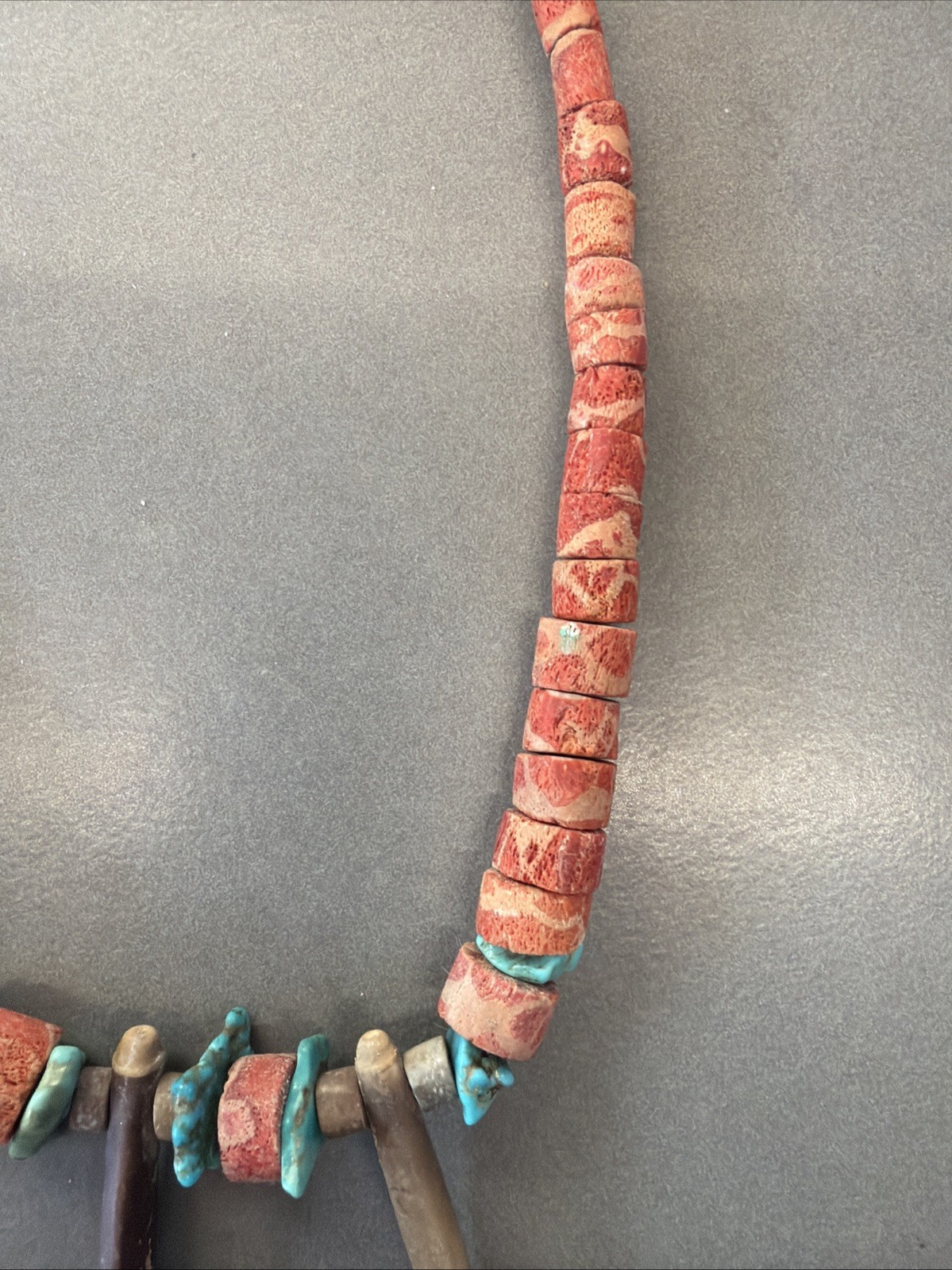 Jw1 Lava Rock, Turquoise, & Wood Beaded Necklace D133