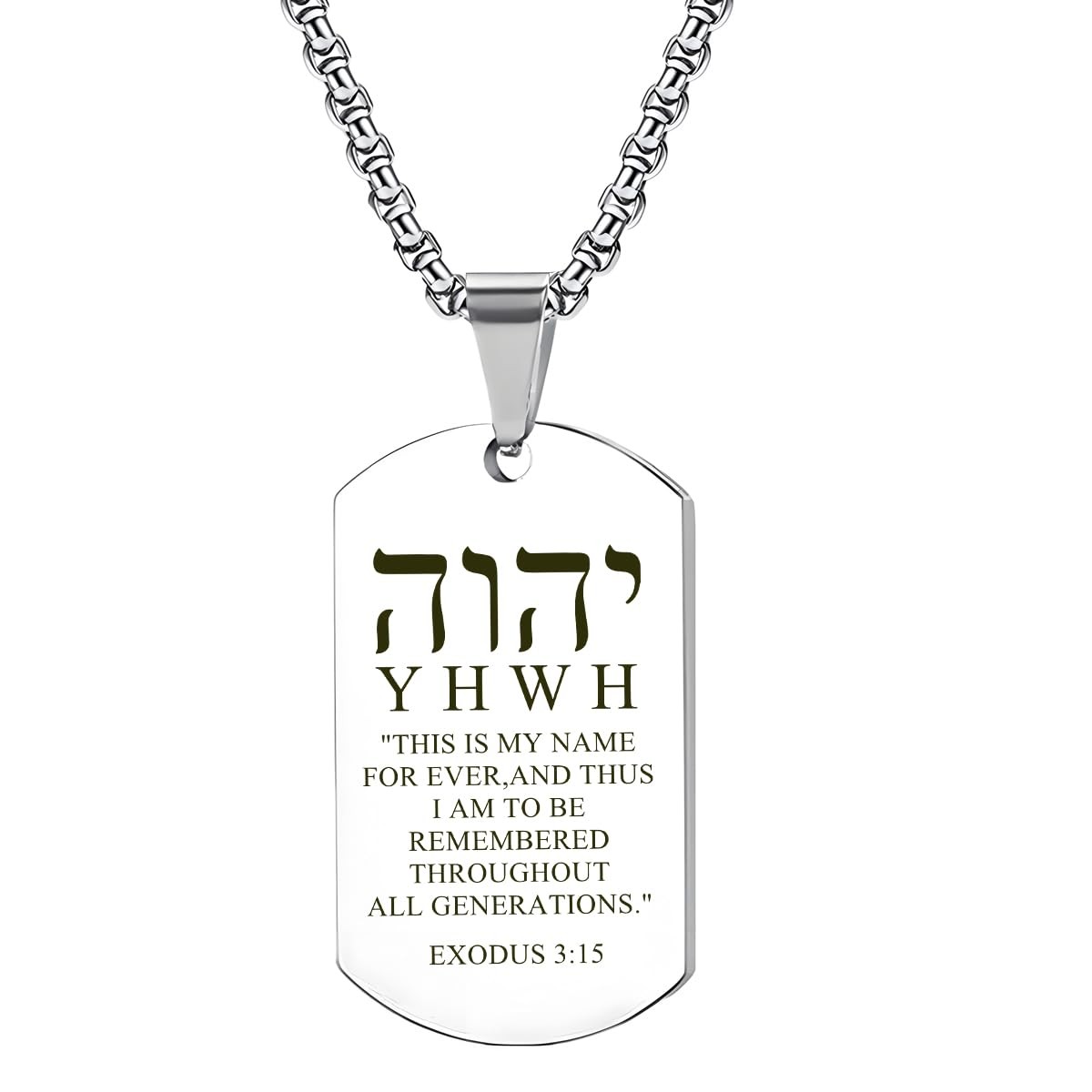 HOMLIFPER Hebrew YHVH YHWH Jehovah Names of God one size, Silver-EXODUS 3:15