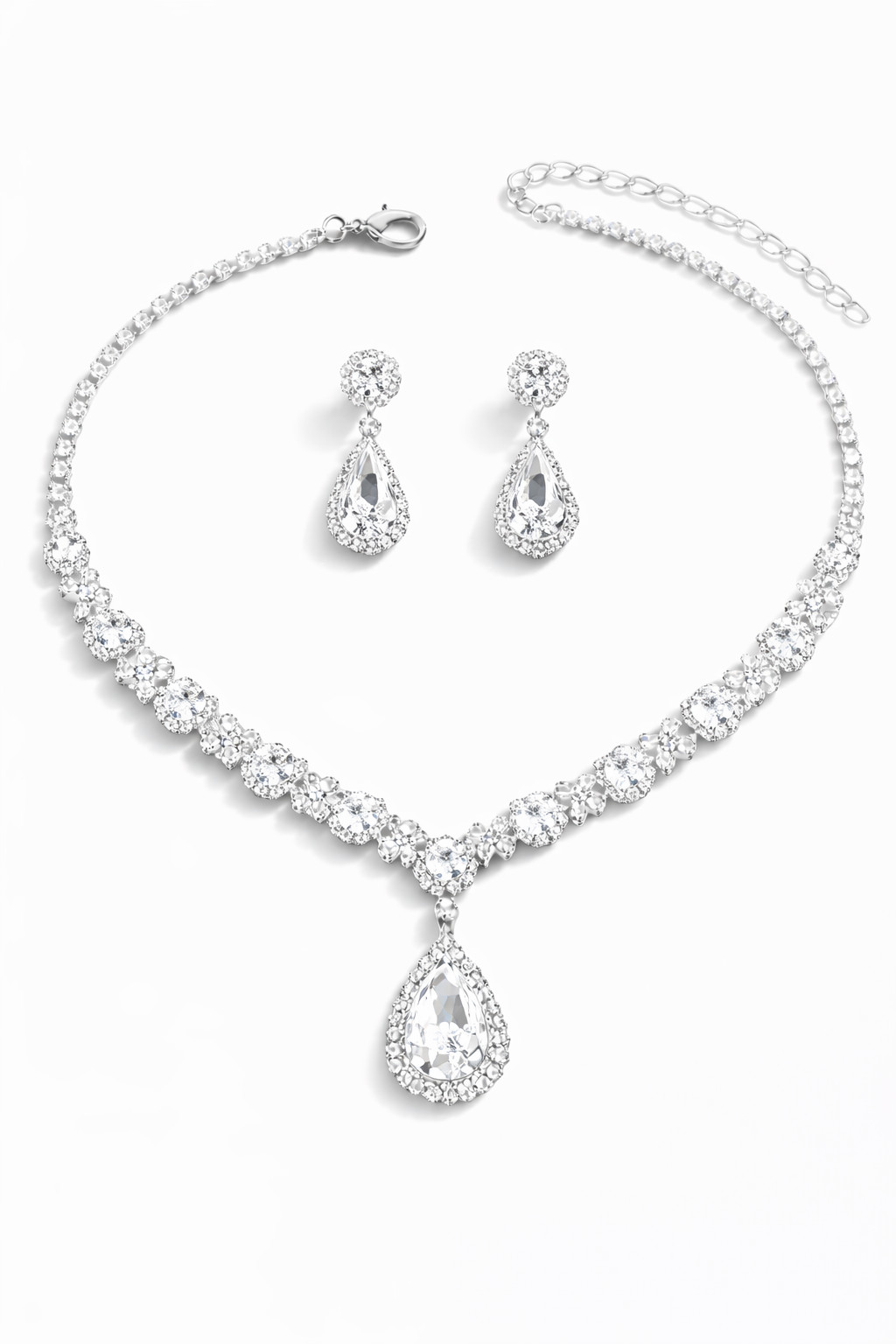 Crystal Bridal Jewelry Set Necklace Earring Wedding Prom Party Women Gift Luxury