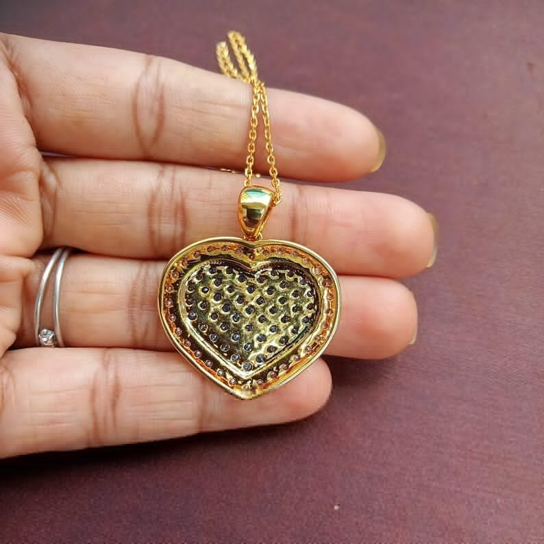 3.00Ct Round Cut Pendant Necklace Simulated Sapphire In 14k Yellow Gold Plated