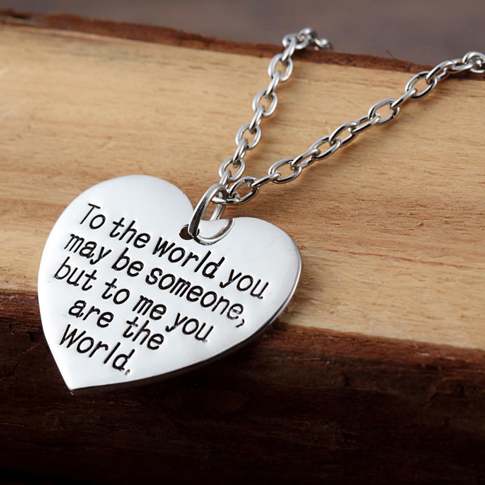 Valentine’s Day Gift for Wife Mom Girl You are My World Heart Necklace