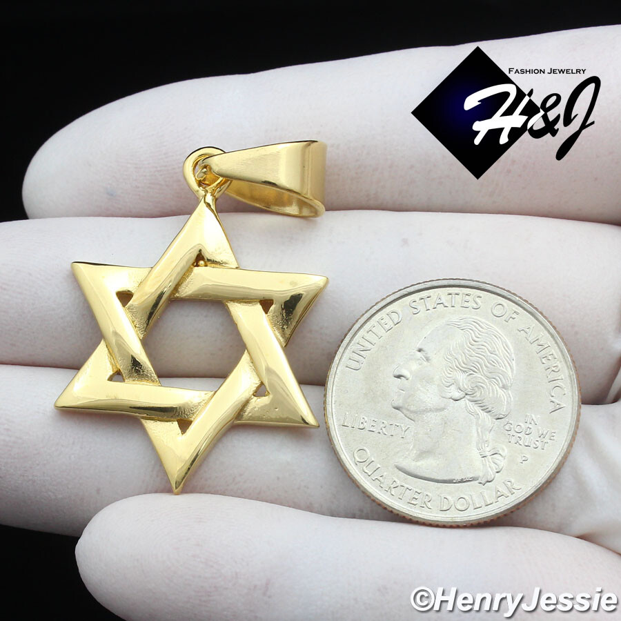 MEN’s Stainless Steel Gold Plated Jewish Star of David Charm Pendant*GP137