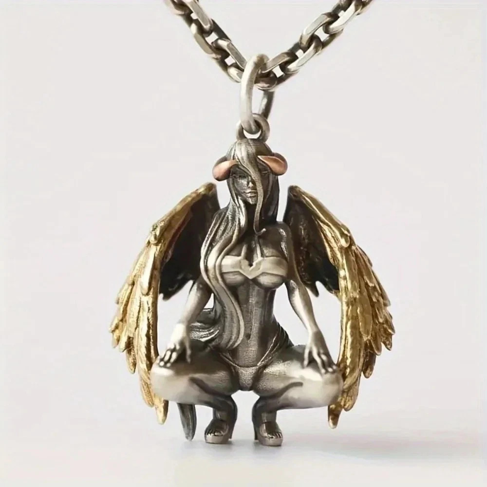 Men’s Stainless Steel Devil Angel Necklace Pendant Jewelry Fashion Chain
