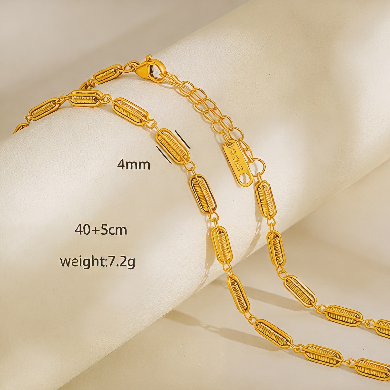18K Gold Plated Stainless Steel Chain Necklace Cuban Rope Snake Cable Unisex