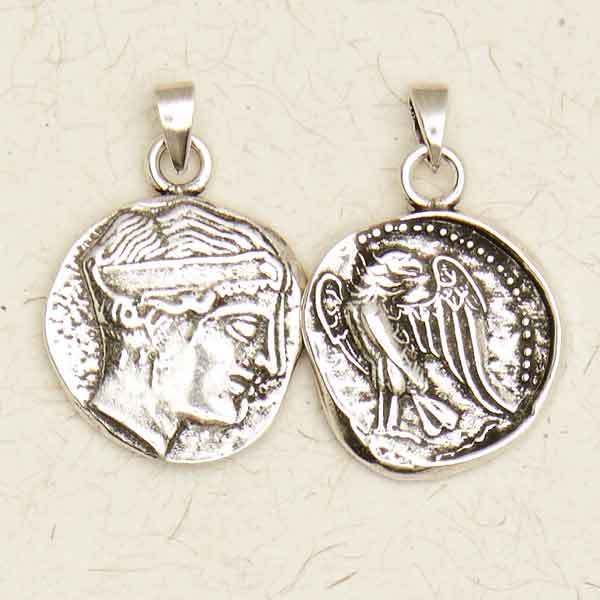 Hera Greek Olympian or Juno Pagan Roman Goddess Queen Pewter Coin Pendant