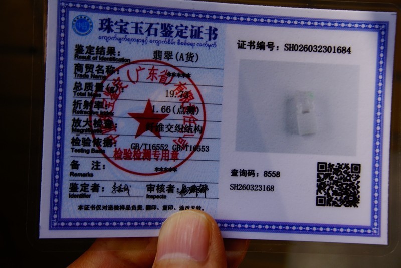 Certified Natural Grade A White Green Jade Jadeite Seal w Pixiu 684