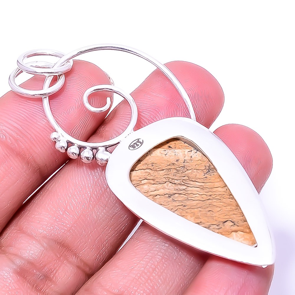 Picture Jasper – Oregon Designer Handmade 925 Sterling Silver Pendant 2.34″ P22