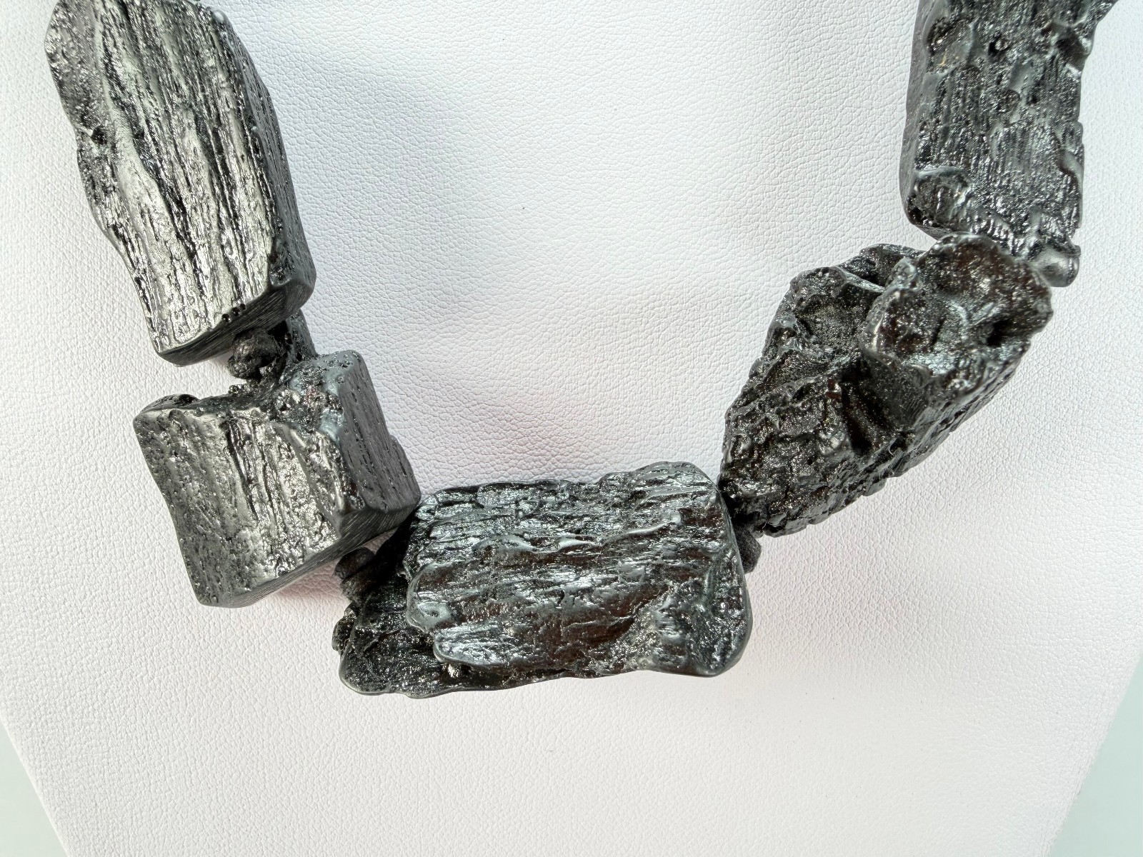 Jackie Brazil “Black Pieces” Charcoal Resin Necklace on Cord 45cm ( N2724 )