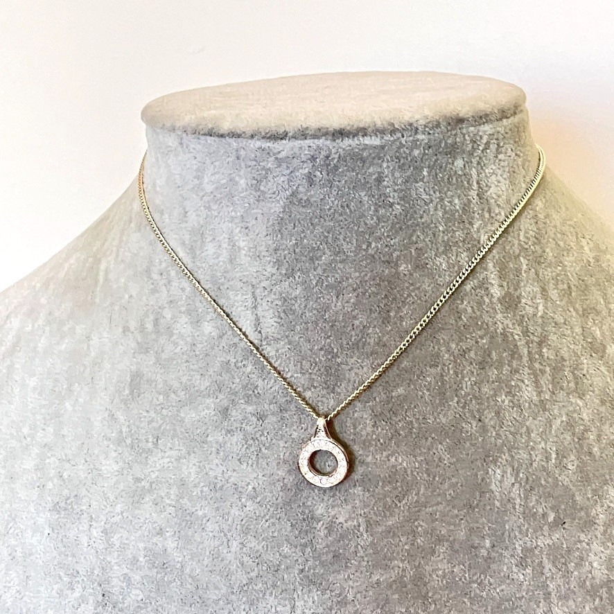 Pilgrim pendant charm necklace silver tone metal 46cm adjustable sparkly Danish