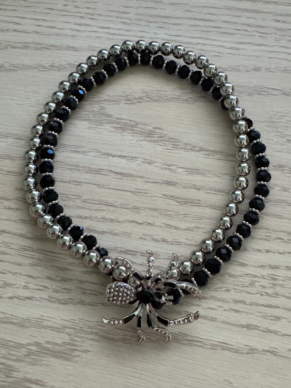 Gothic Halloween Spider Crystal Beaded Double Layer Elastic Necklace or Bracelet