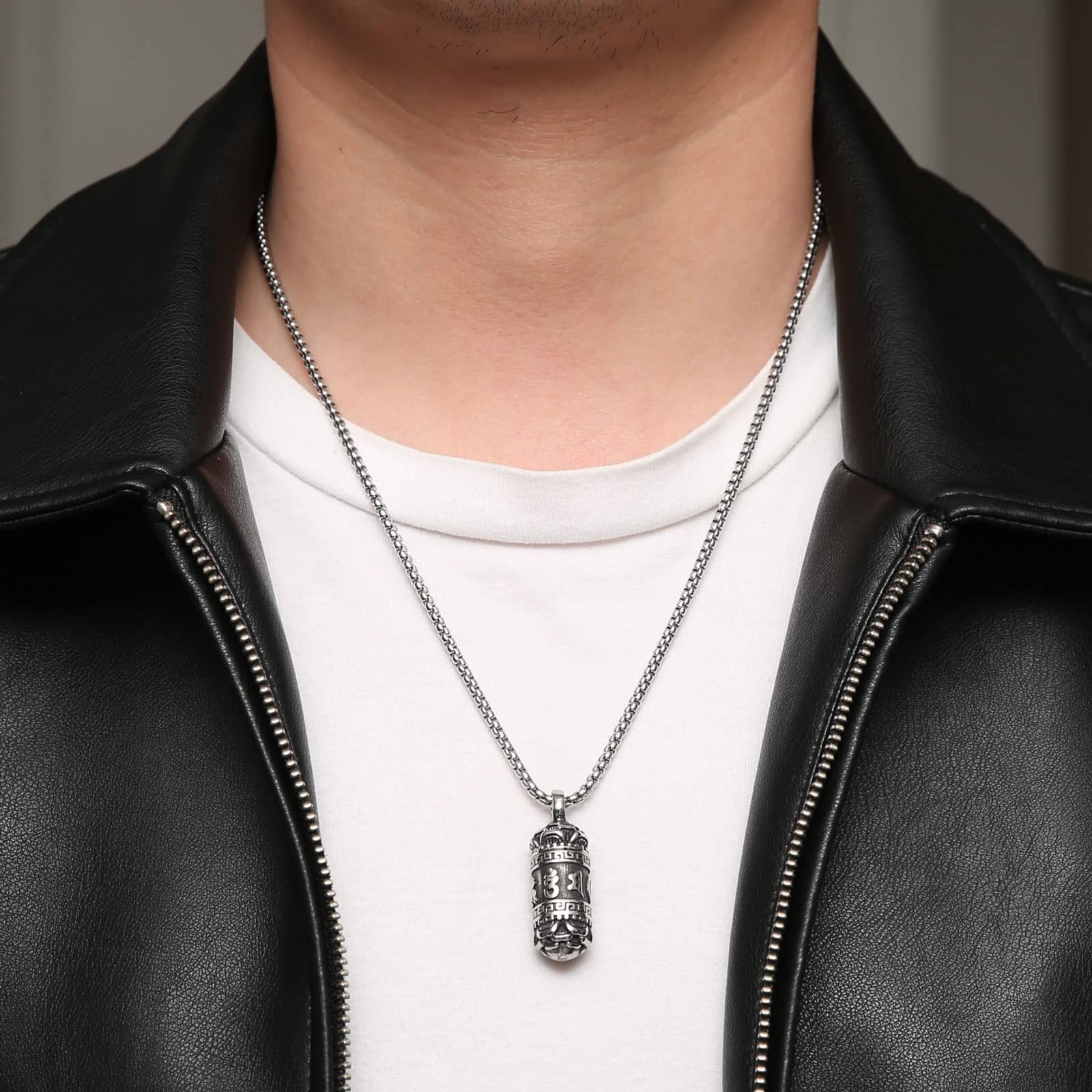 Tibetan Buddhist Meditation Stainless Steel Pendant Memorial Cremation Ash Pi…