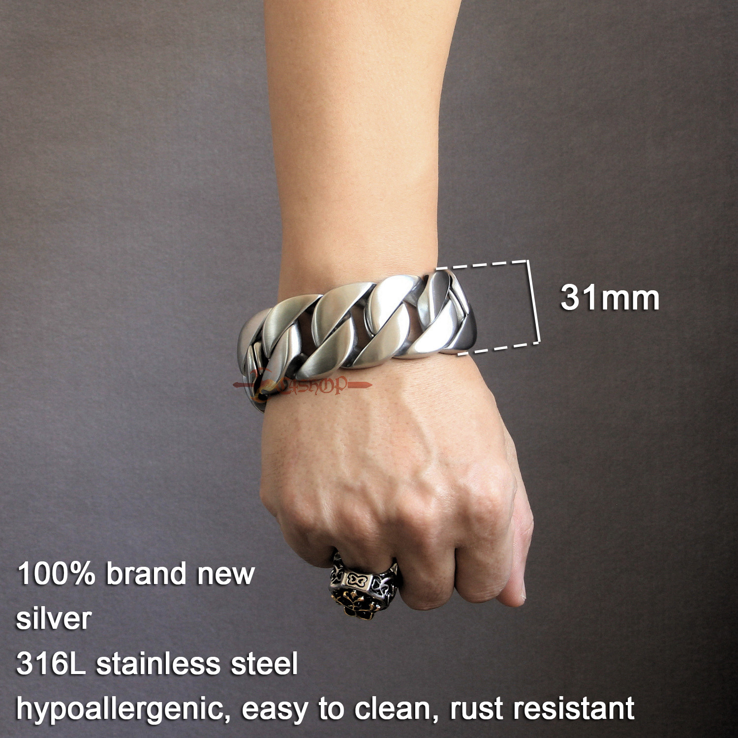 Huge Heavy Matte Brushed Stainless Steel Cuban Chain Men’s Bracelet Necklace