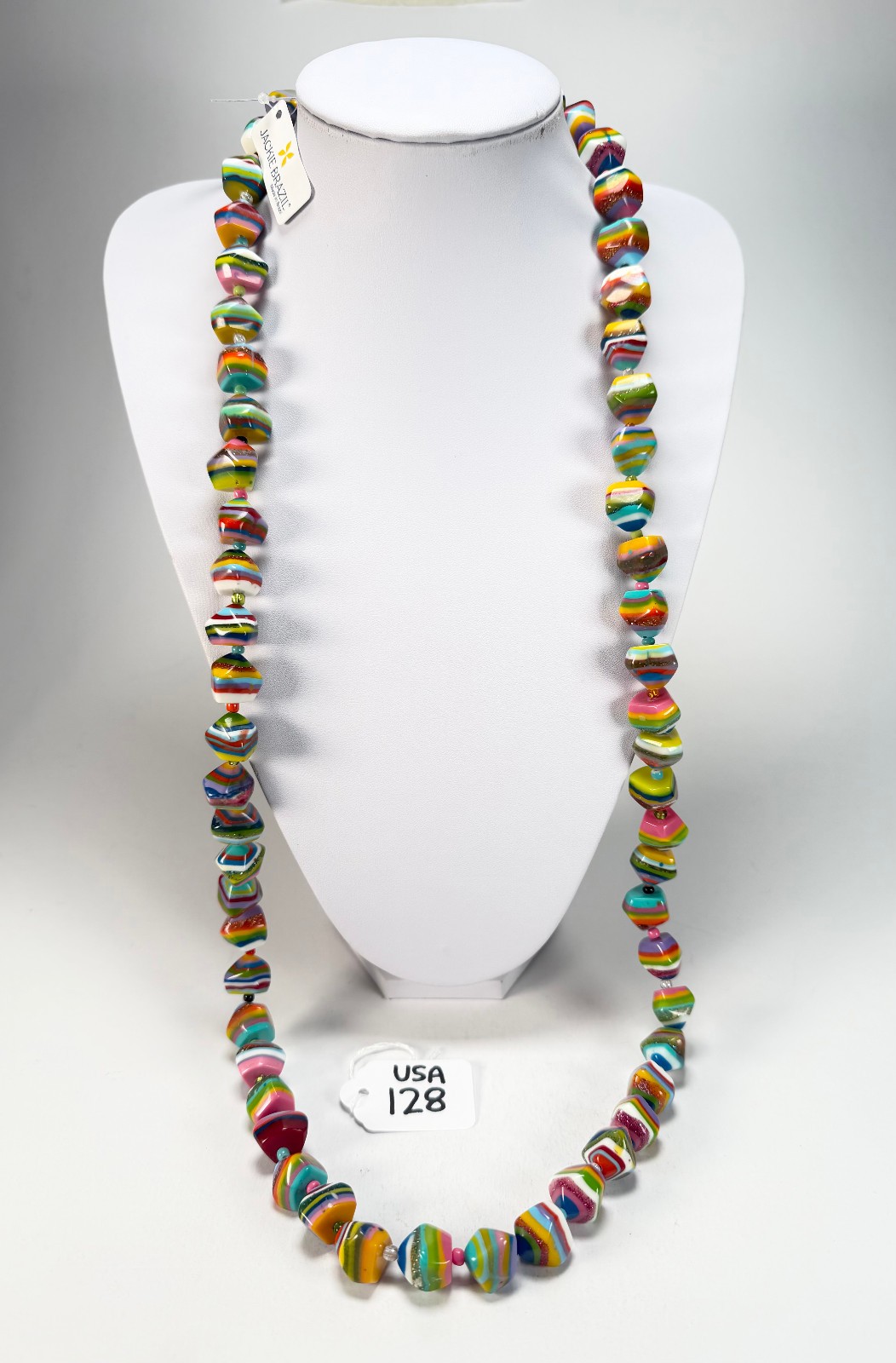 Jackie Brazil “Camille Liquorice Stripes x Kandinsky Small Stones 110cm Necklace