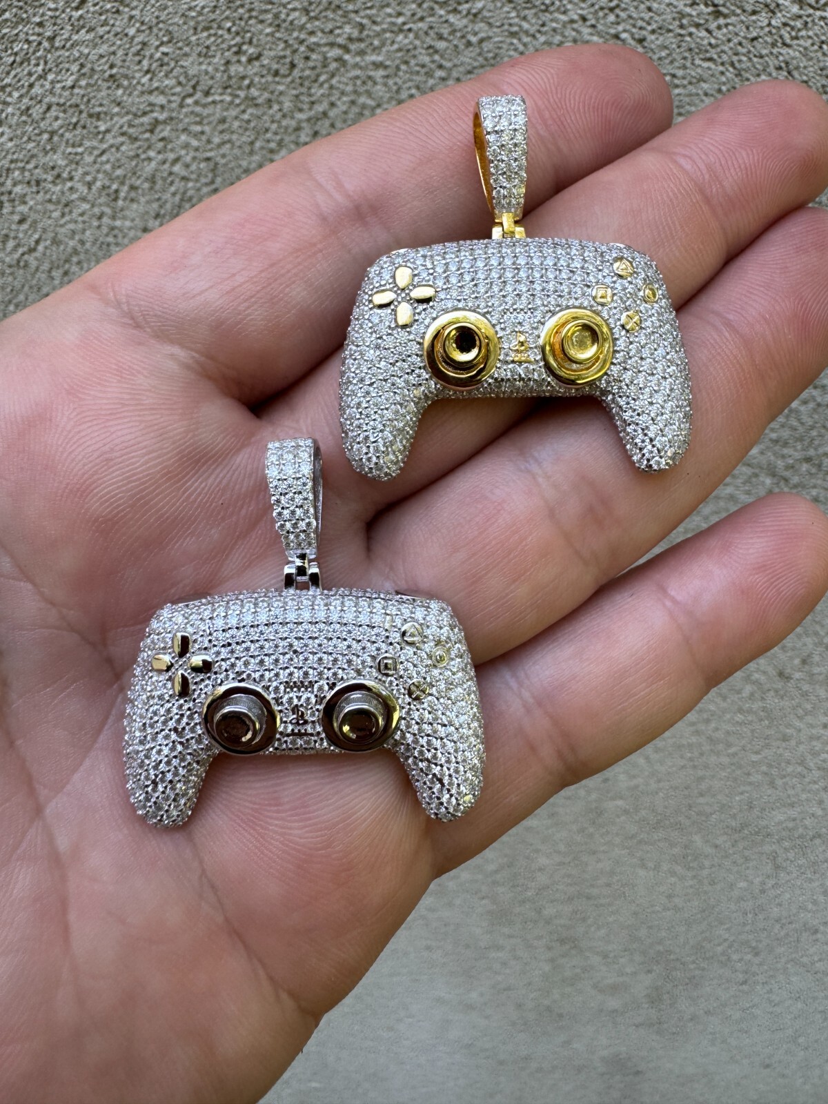 Playstation PS5 Controller Iced Pendant MOISSANITE 925 Silver 14k Gold Necklace