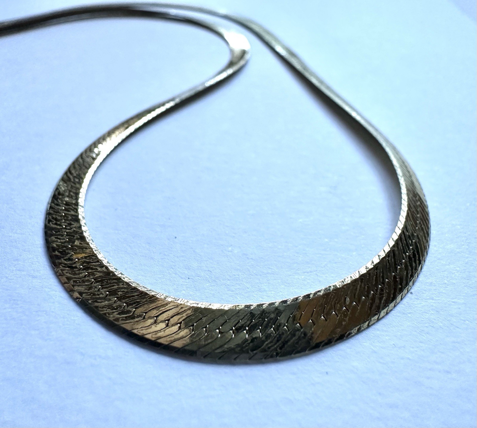 925 Sterling Silver Gold Plated Italy Herringbone Chain Necklace, 20 in, Lobster