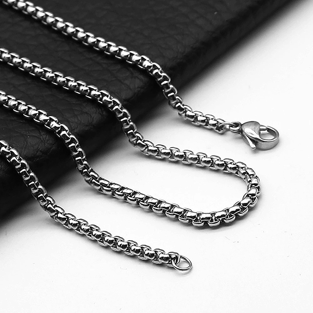 Stainless Steel Box Chain Necklace Men Women 1.8-5mm 16-32″ Square Rolo Chain UK