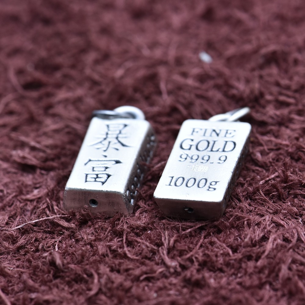 9mm *18mm Pure 999 Fine Silver Bar Pendant Thai Silver Fine Jewelry 1.2 grams
