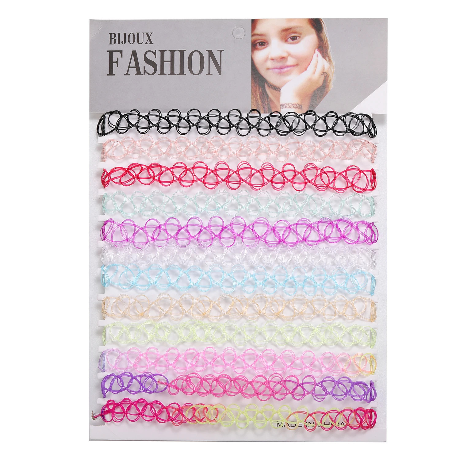 ZS 12Pcs Vintage Stretch Choker Necklace Lady Girl Tattoo Choker Necklace Punk R