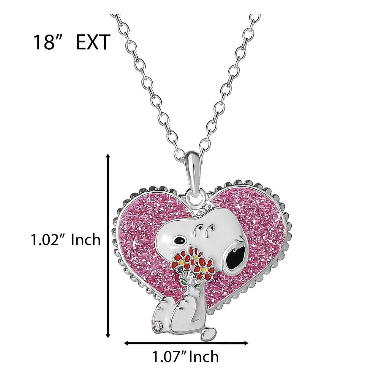 Peanuts Snoopy Heart & Flowers Pendant Necklace | Valentine’s Day Jewelry