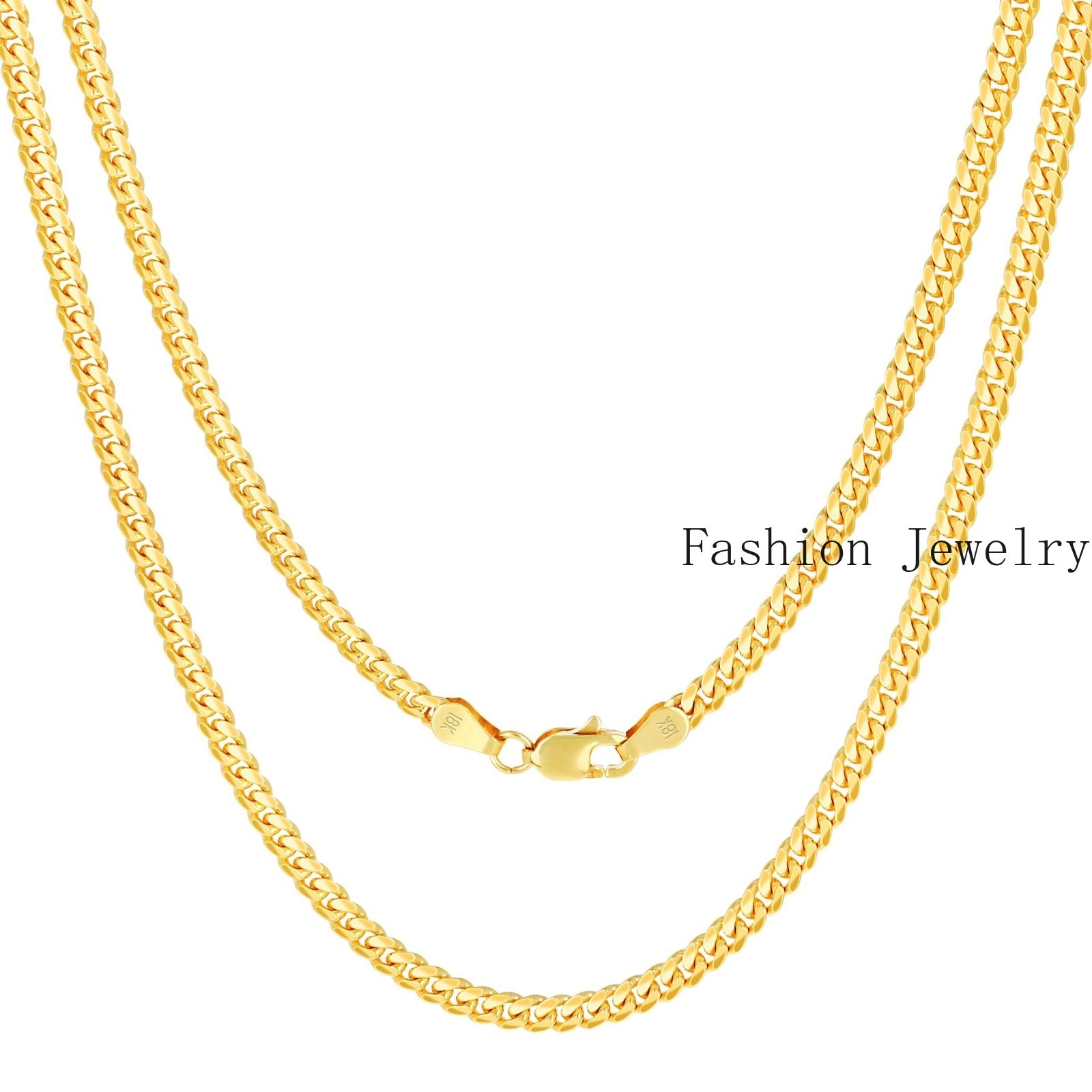 18K Yellow Gold Solid 2.7mm-7mm Miami Cuban Chain Necklace Mens Womens 16″-30″