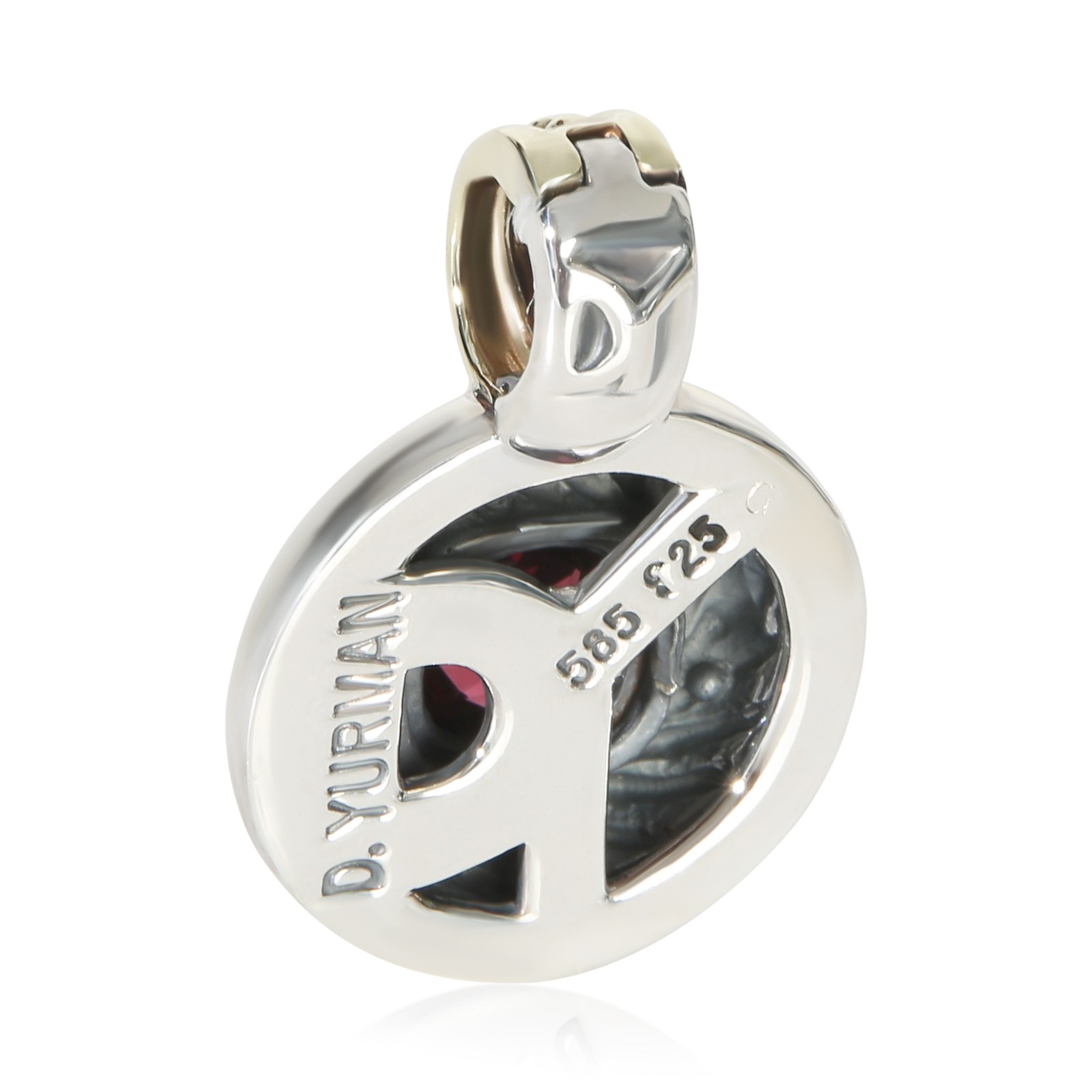 David Yurman Yellow Gold & Sterling Silver Garnet Albion Pendant