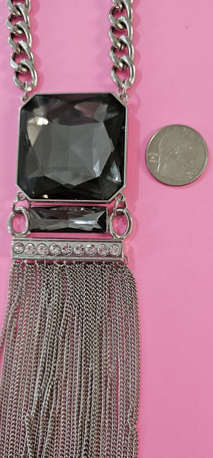 SIGNITURE SERIES long metal chain necklace silver tone 7.05 oz, 22″ Excellent co