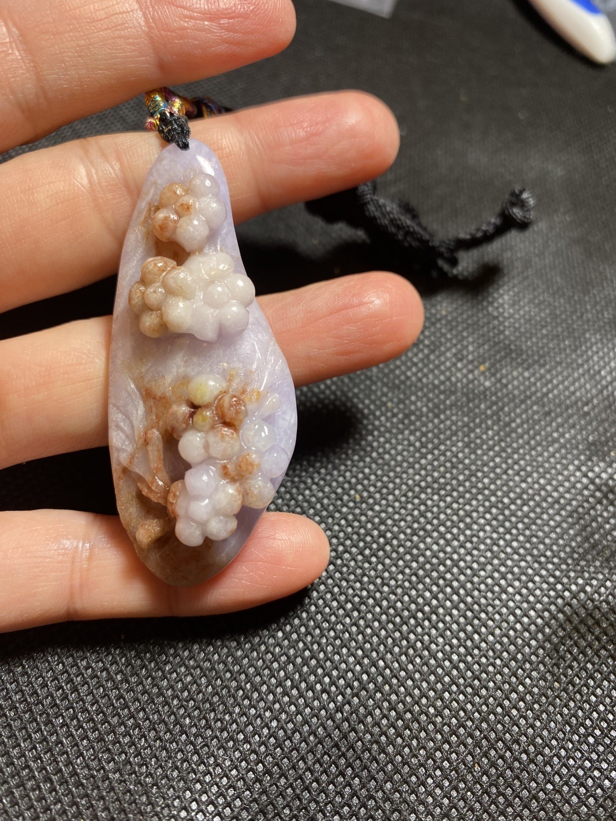 100% Natural Jadeite Jade pink Purple red Pendant 天然缅甸翡翠 A 货粉红紫梅花吊坠