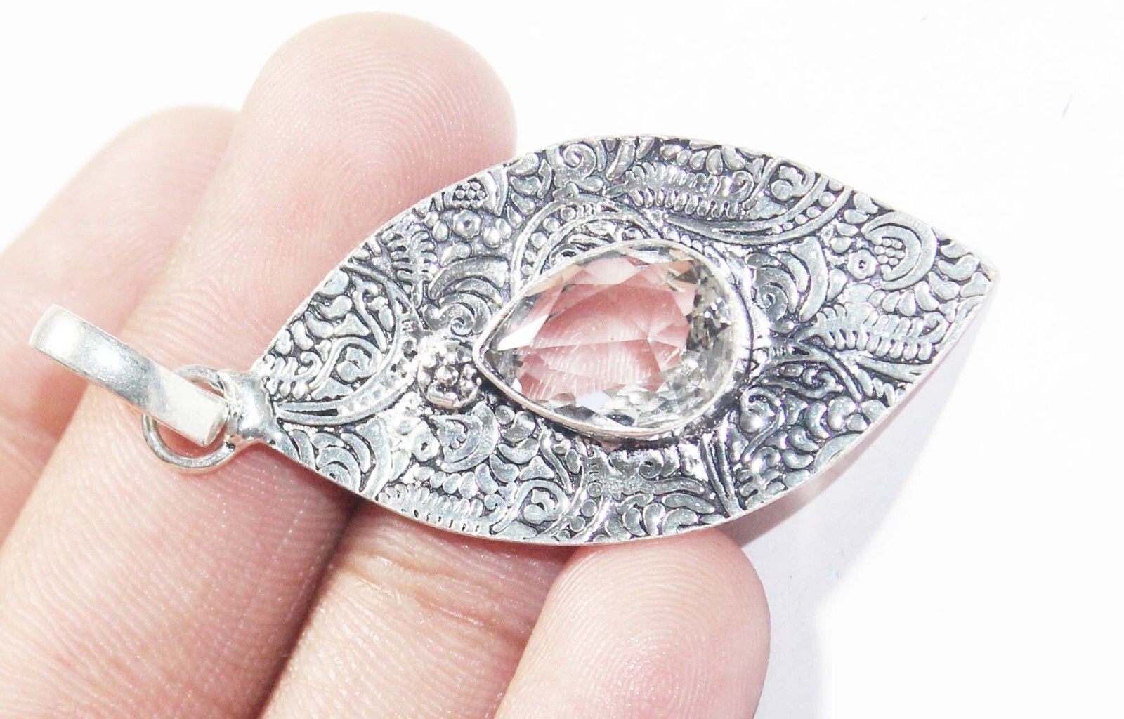 Hydro Crystal Pear Shape Gemstone Handmade Pendent Jewelry Pendant Size 1.5 Inch