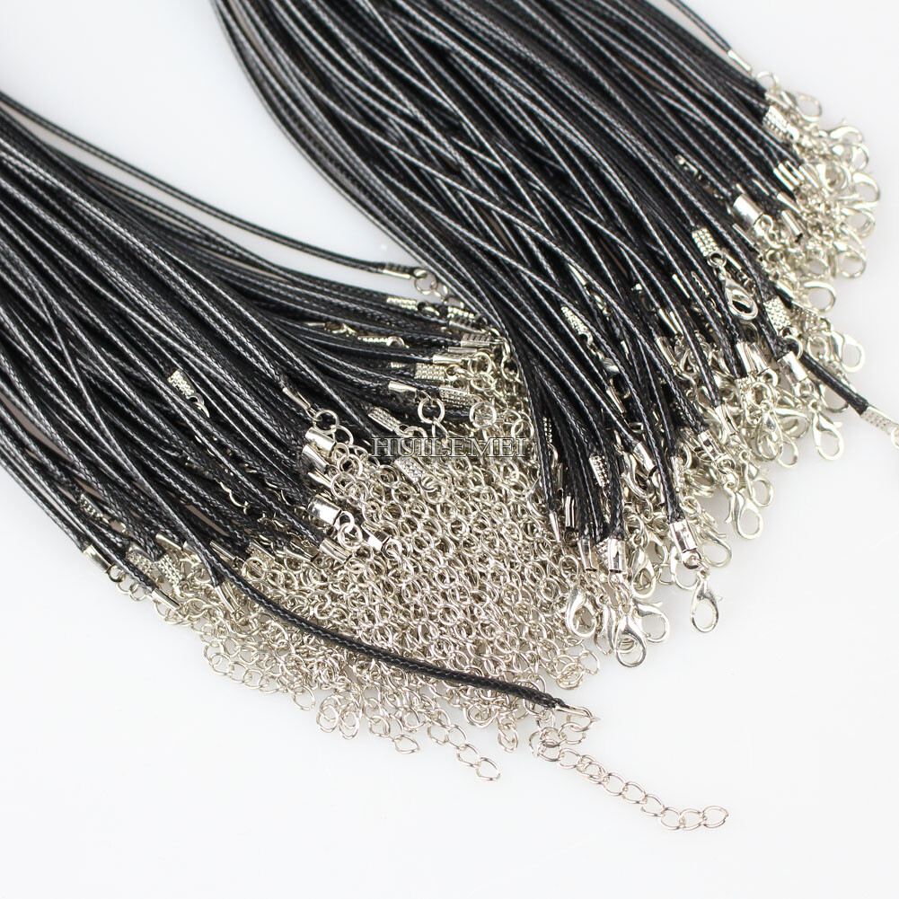 Wholesale 100pcs Waxed Cotton Necklace Cord 1.5mm / 2mm 18″ For Pendant Necklace