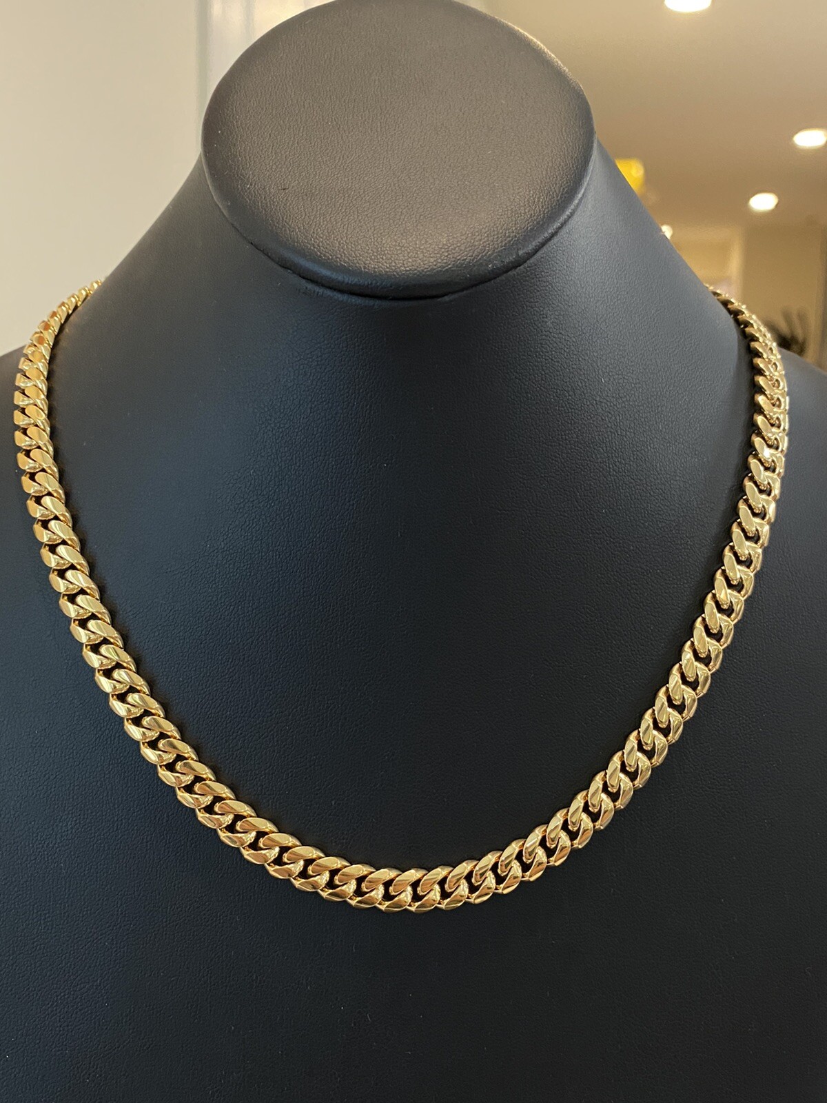 Miami Cuban Link Chain 18k Gold Plated Stainless Necklace 20” 8mm CZ Clasp
