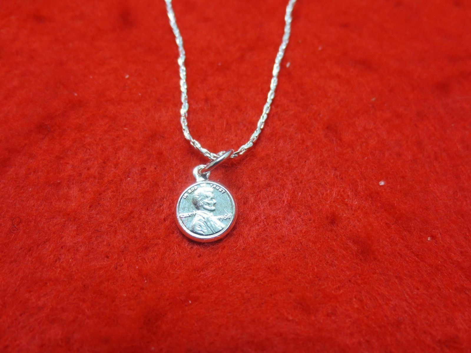 24″ STERLING SILVER EP 1mm SPARKLING TWISTED COBRA COMFORT CHAIN W/MINI PENNY