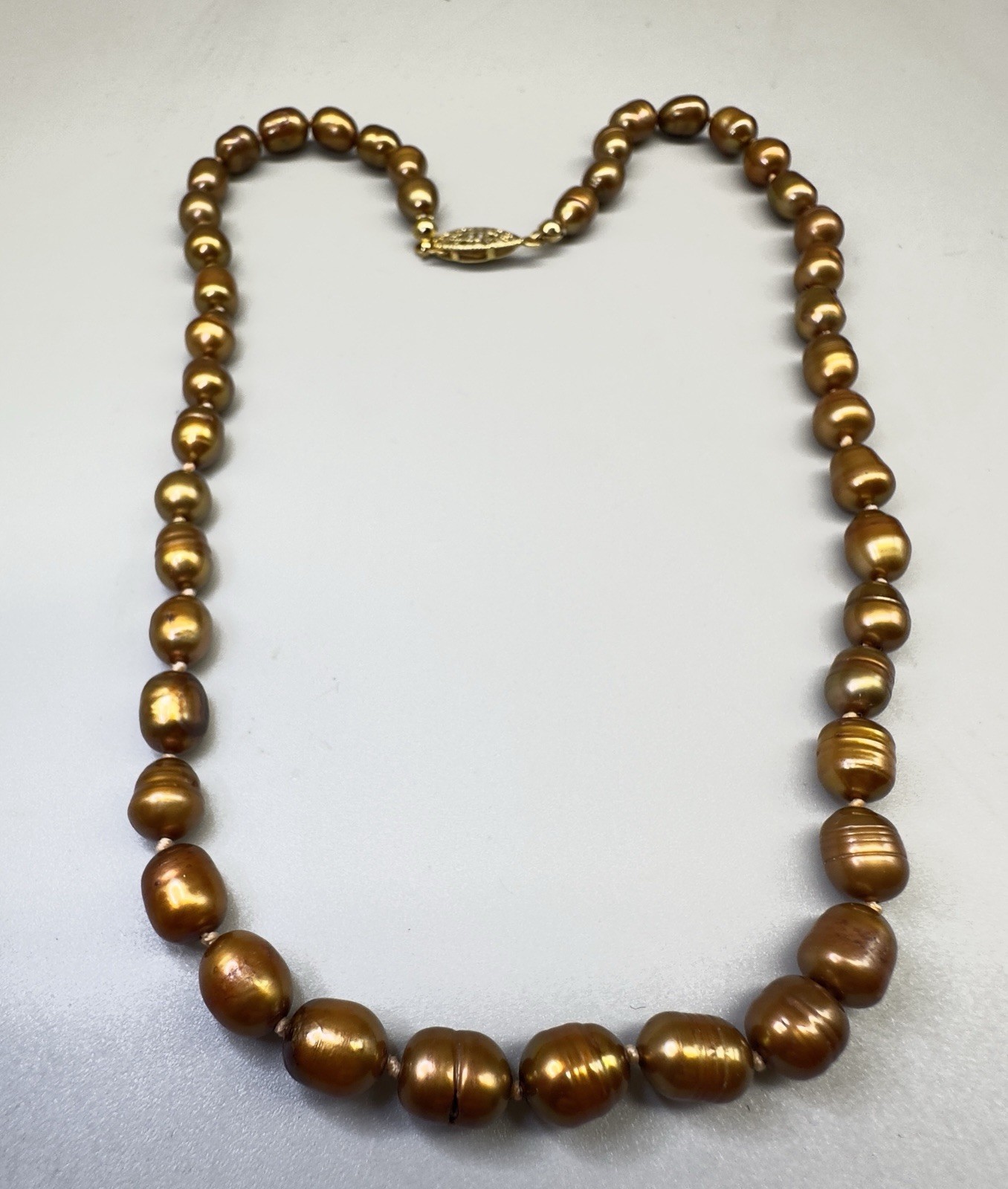 Golden Baroque Freshwater Pearl Necklace 18” Long 6-7mm