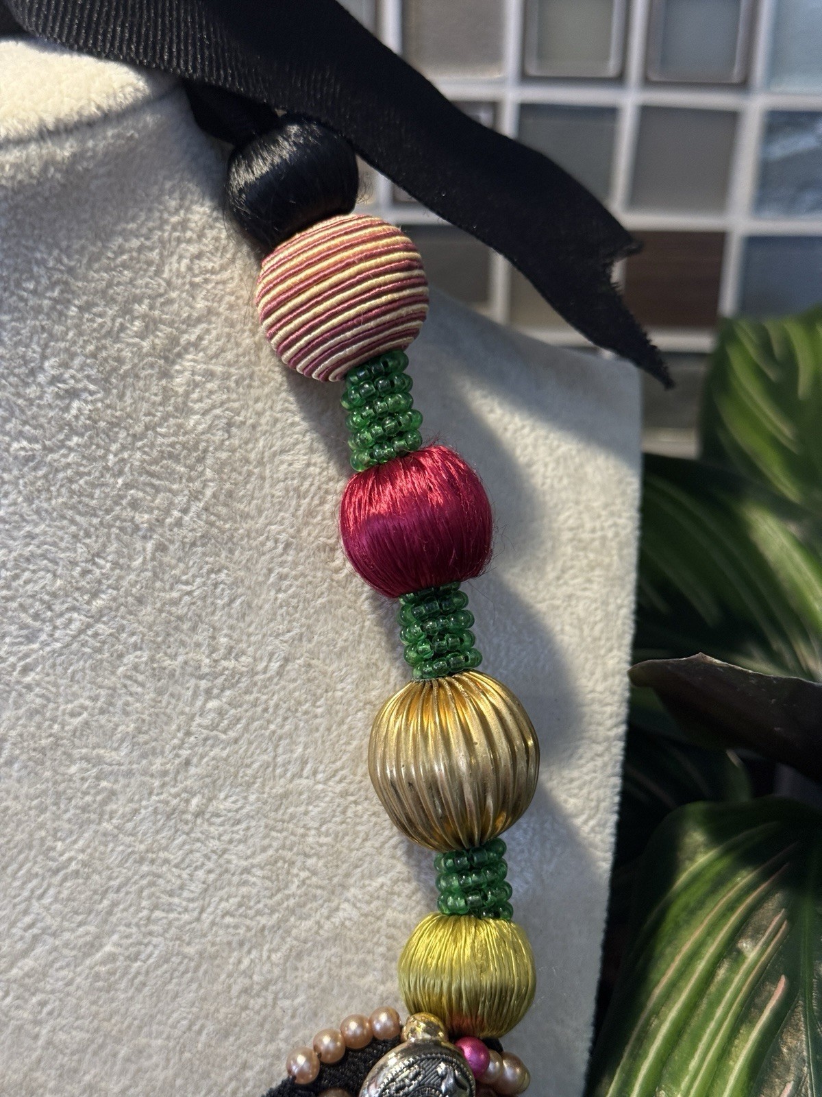 MACKENZIE CHILDS SILK FLORAL NECKLACE