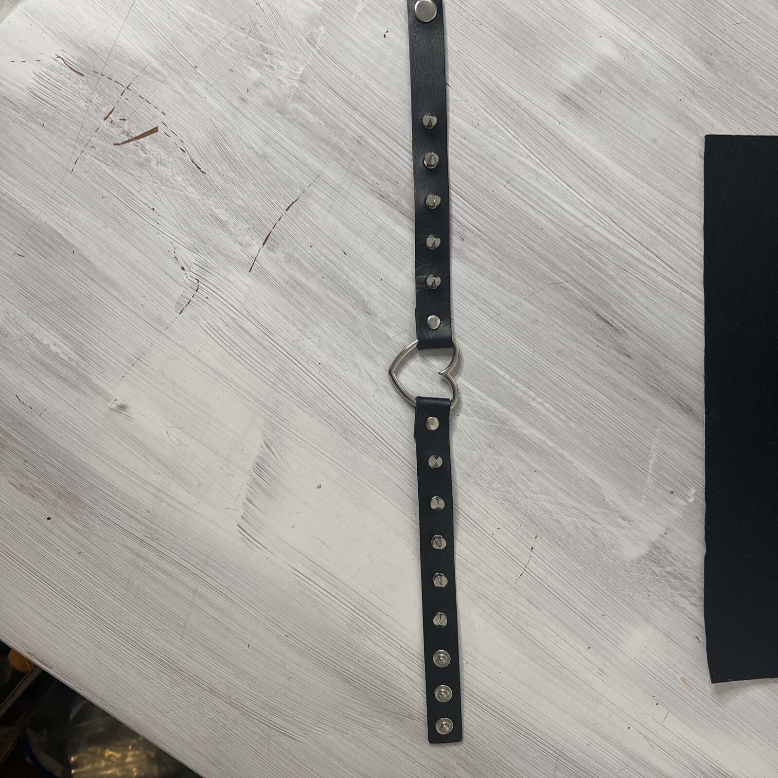 Punk Gothic Long Spike Stud Black Faux Leather Choker Collar Necklace Heart