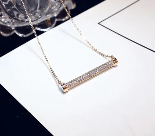 18k Gold Filled Lamp Pendant Necklace Made Simulated Diamond Designer Inspired