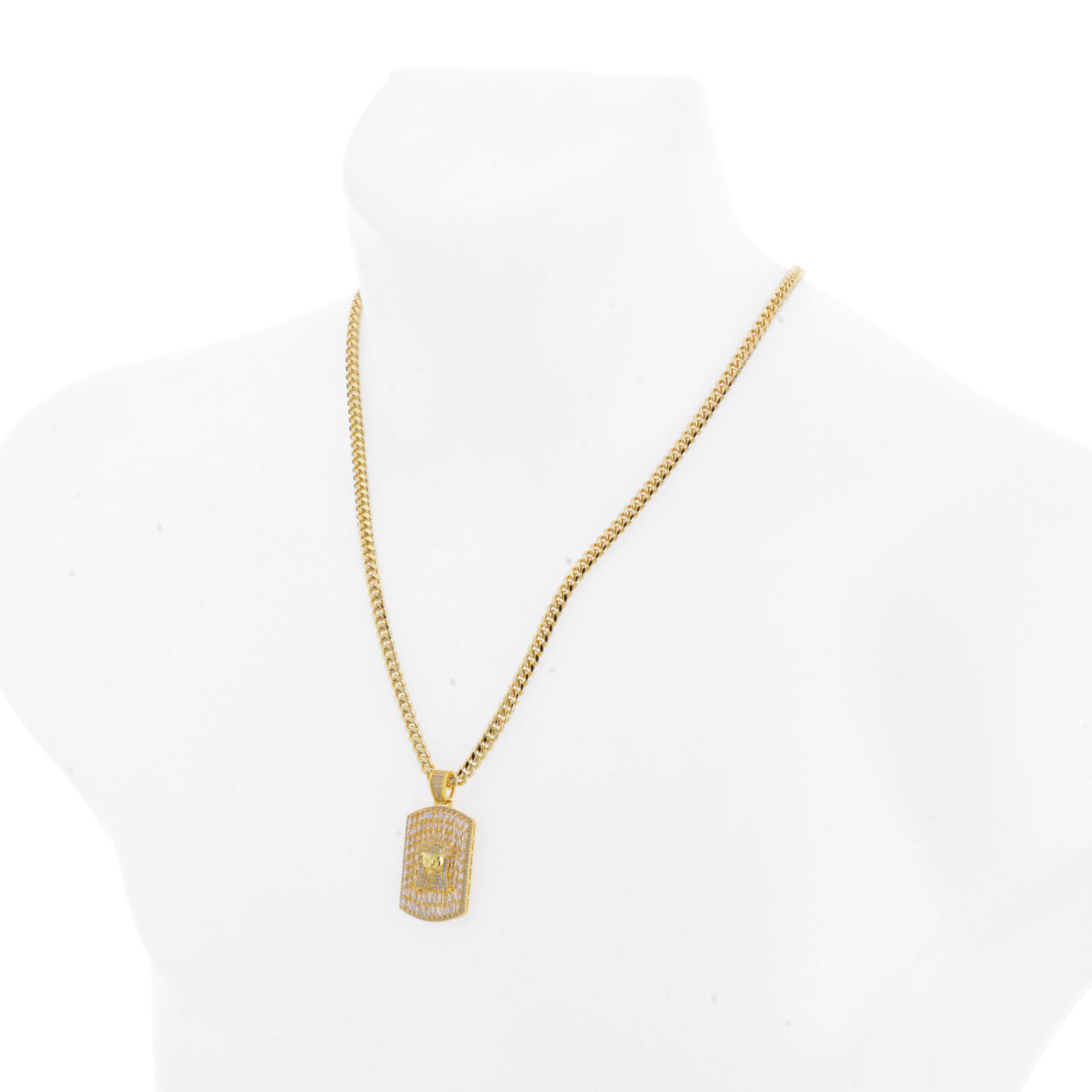 Men’s Bling Bling Jesus Dog Tag Pendant 24″ Cuban Chain Necklace BCC 17098 G