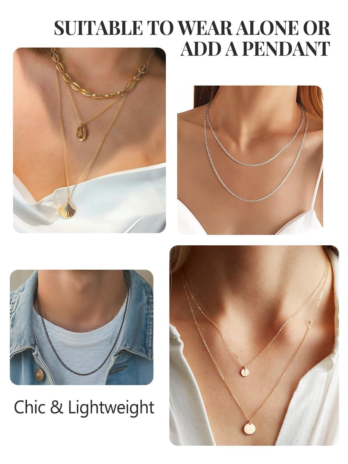 Elegant 2.5MM Silver Rolo Cable Necklace for Women – 316L Stainless Steel, Gold