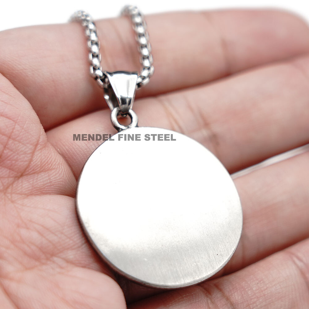 MENDEL Gothic Mens Stainless Steel Coin Biker Skull Punk Pendant Necklace Men