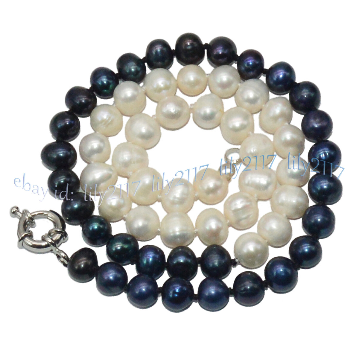 7-8mm Real Natural White Black Freshwater Pearl Baroque Beads Necklace 14-48”