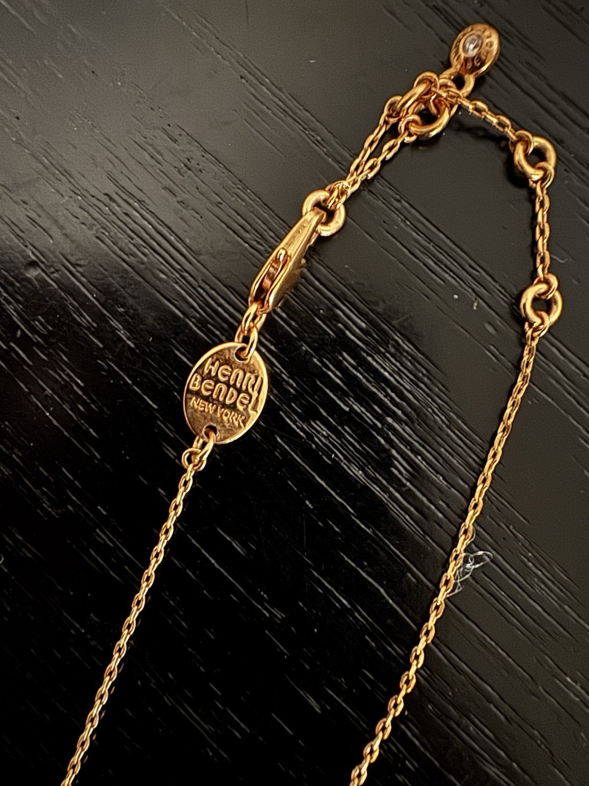 Henri Bendel 12″ Rose Gold Drop Pendant Necklace With Pouch And Box