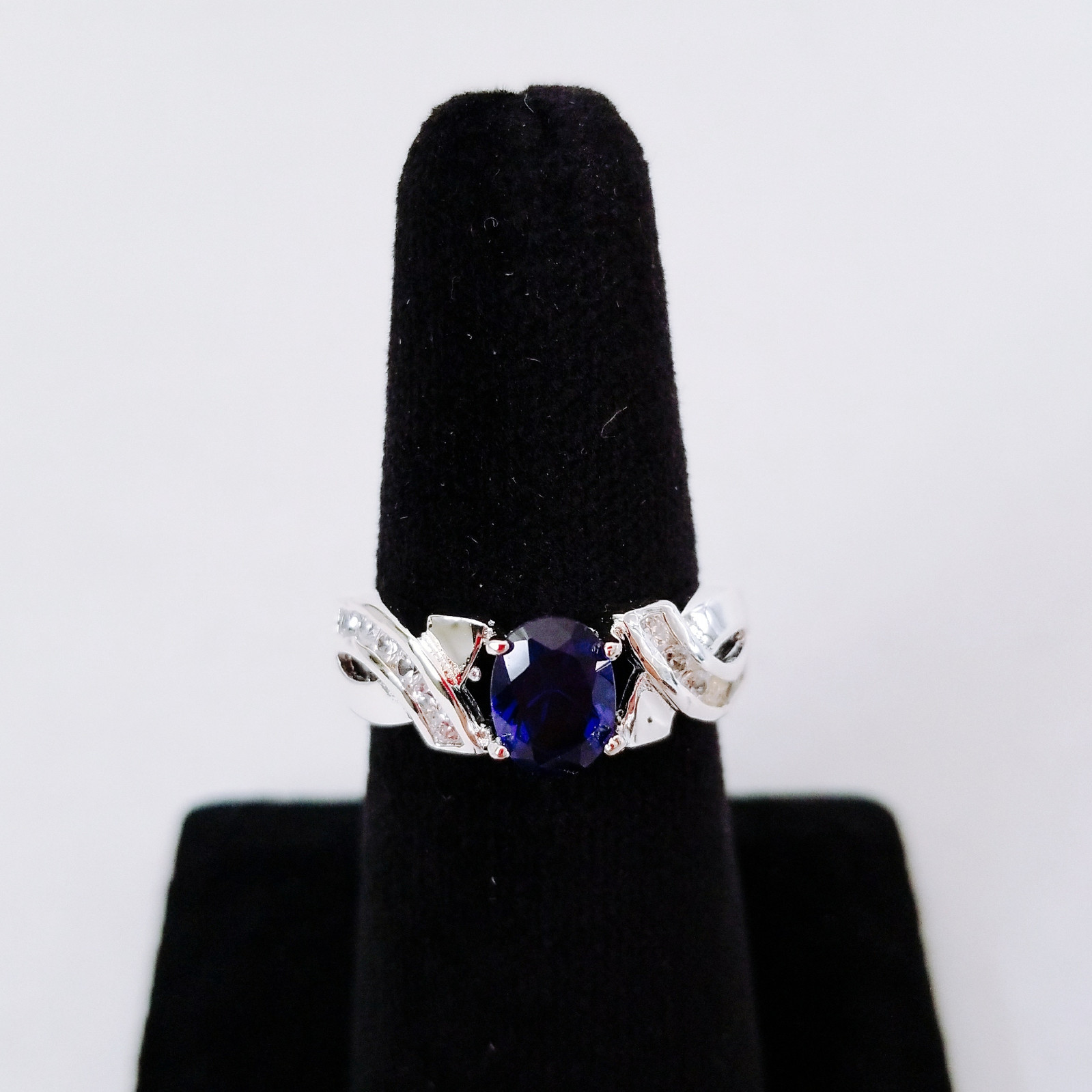 New 925 simulated Silver Blue Sapphire Oval Wedding Engagement Ring R1208 Sz 9