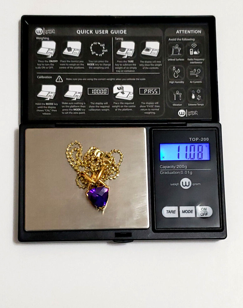 18K Over 925 Sterling Silver ROSS SIMONS Purple Trillion Cubic Zirconia Necklace